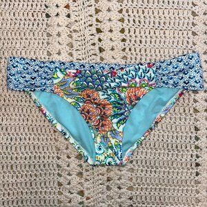 Profile Blush Multi Colored Peacock Pattern Bikini Bottoms Size Medium